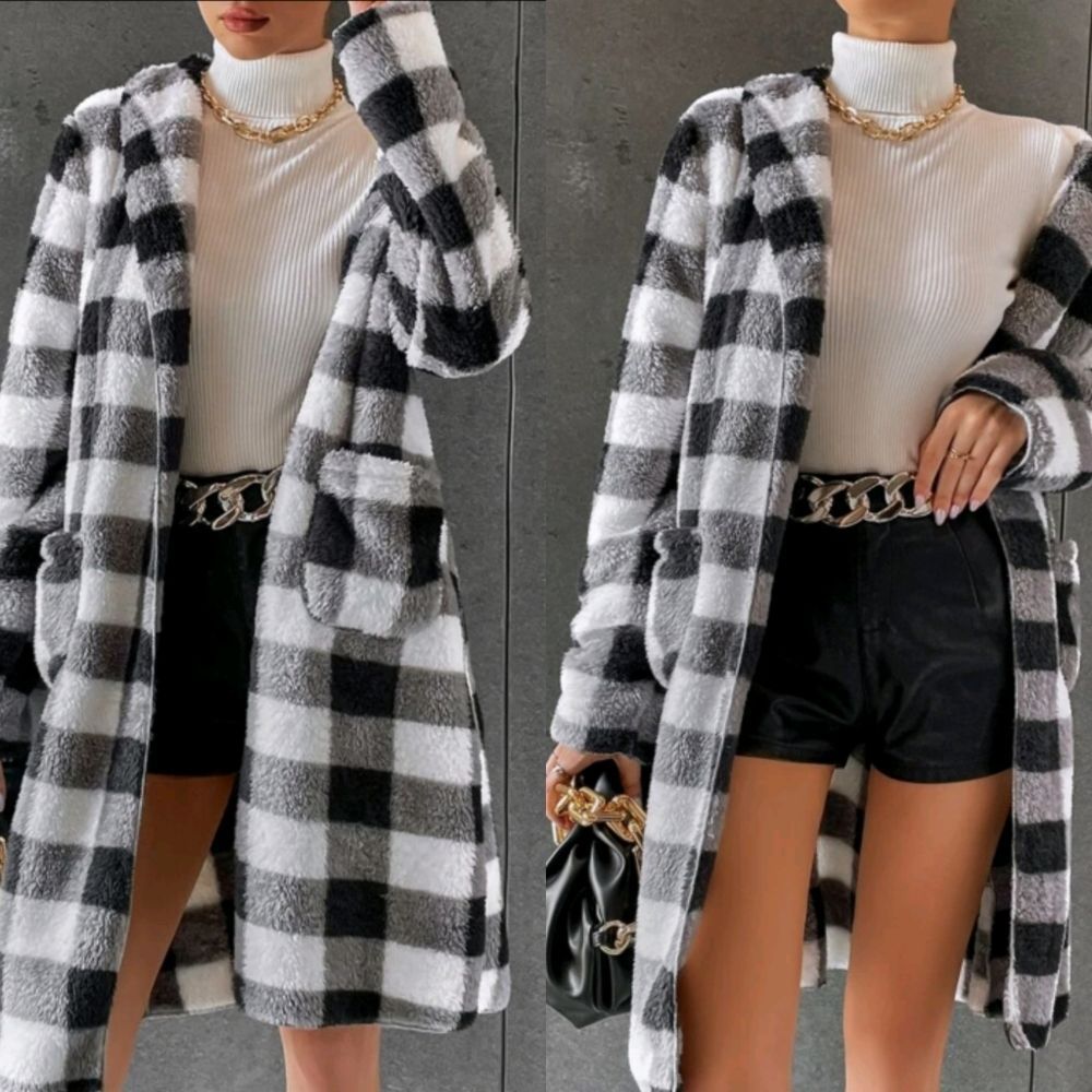 Buffalo Plaid Fleece Coat - Picture 2 of 4